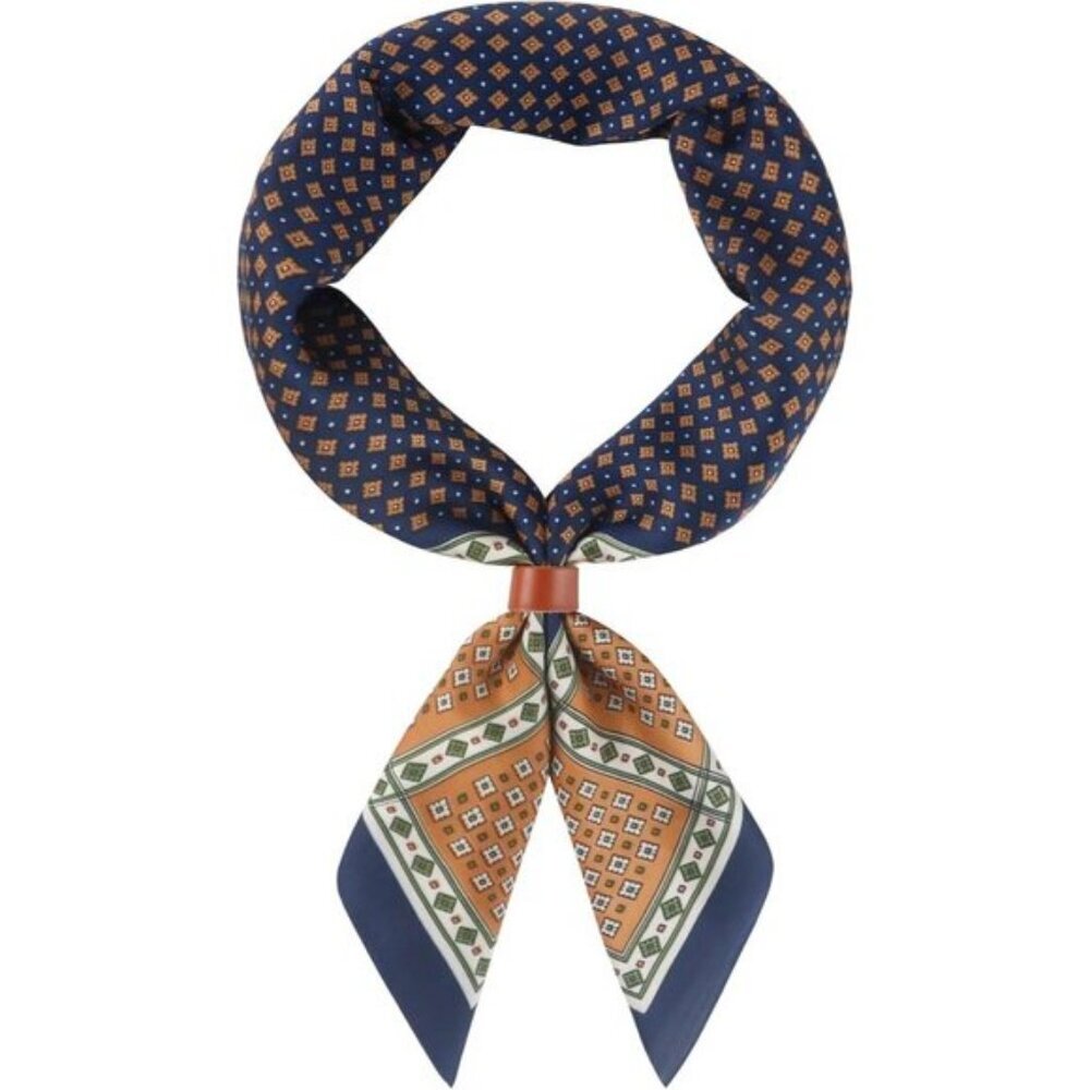 ⚡Men A-Navy Necktie 27.5 Inches Cowboy Scarves Pocket Square Silk Bandanas